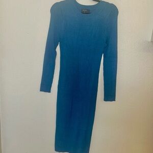 Blue long sleeve sweater dress